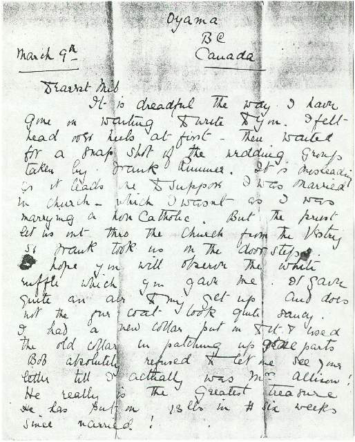 Dorothea Allison to Milborough Mackay, 9 March [1914]