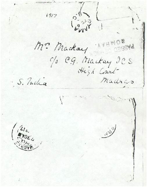 Envelope from Dorothea Allison to Milborough Mackay 4 February [1917]